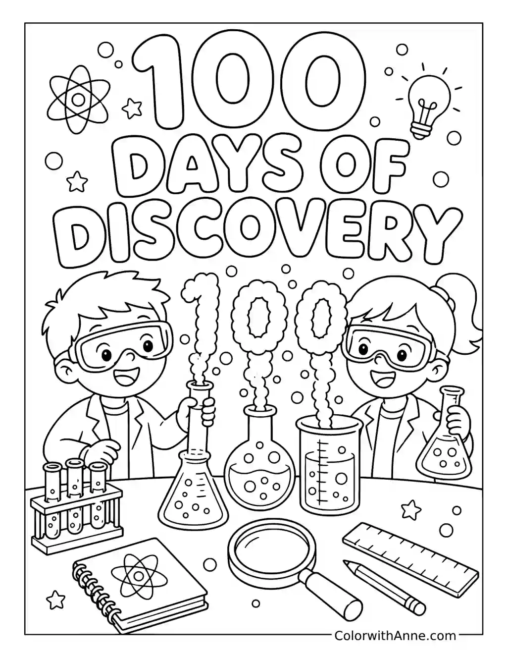 100 Days of Discovery Science Lab coloring page