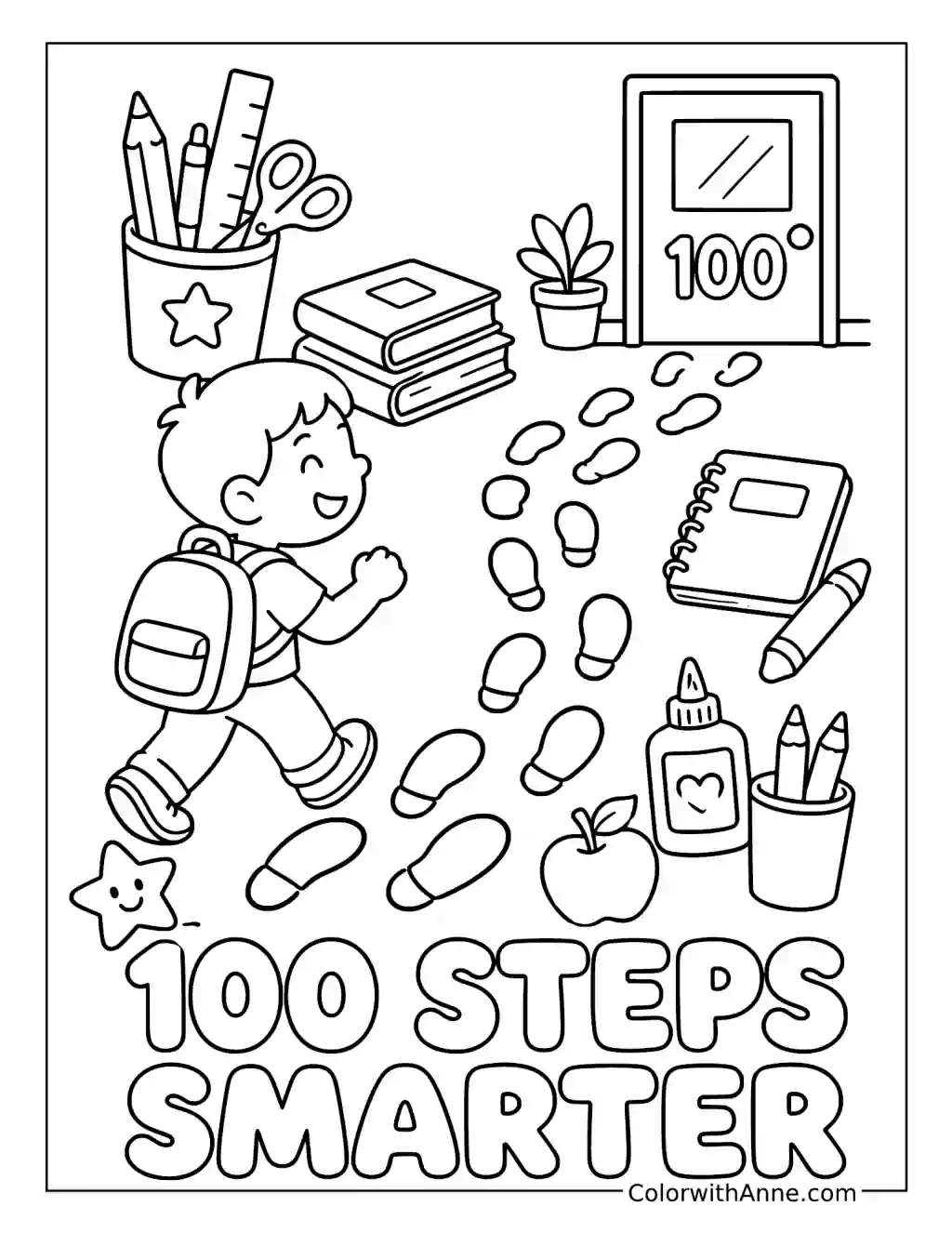 100 Steps Smarter School Trail coloring page