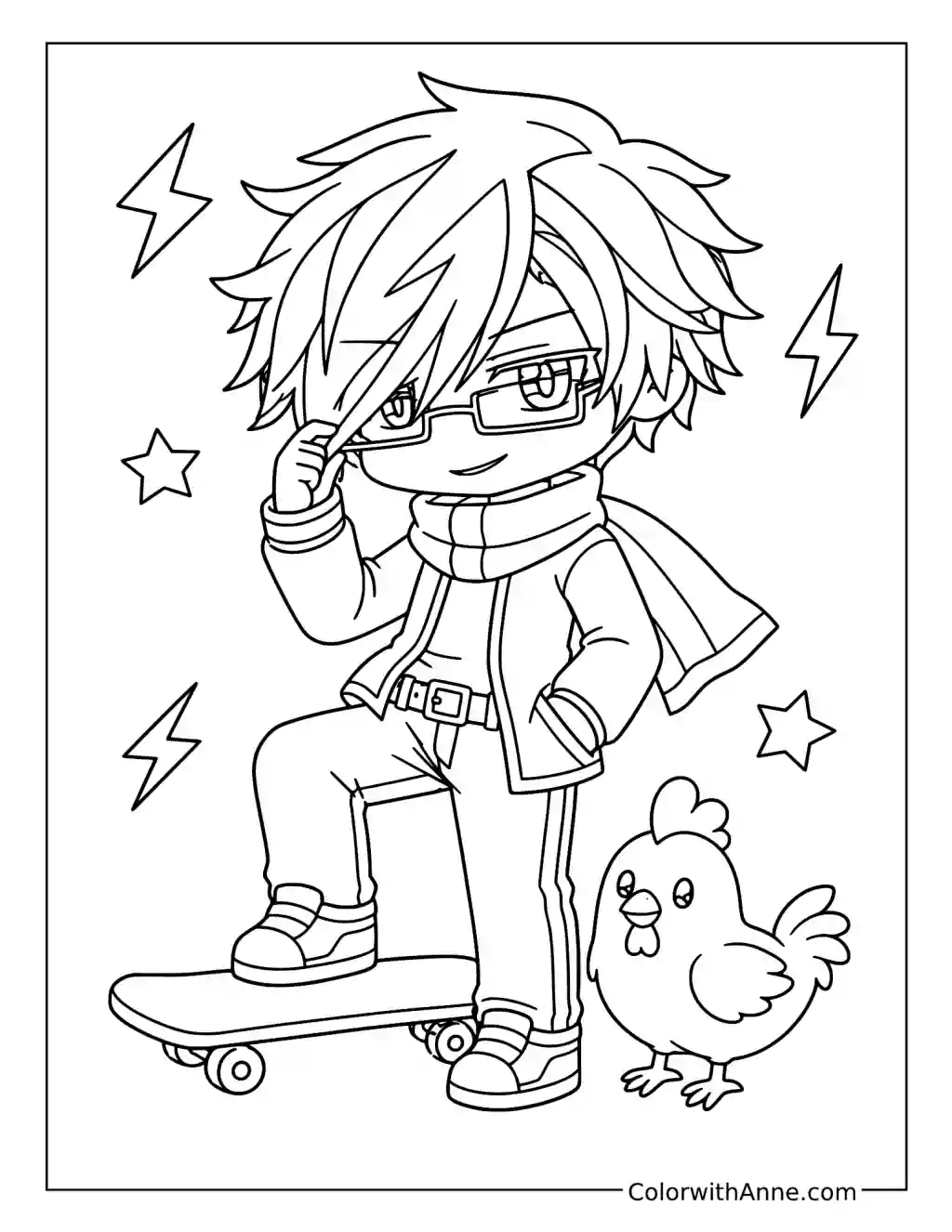 1Chi and Ken's Skateboard Adventure coloring page