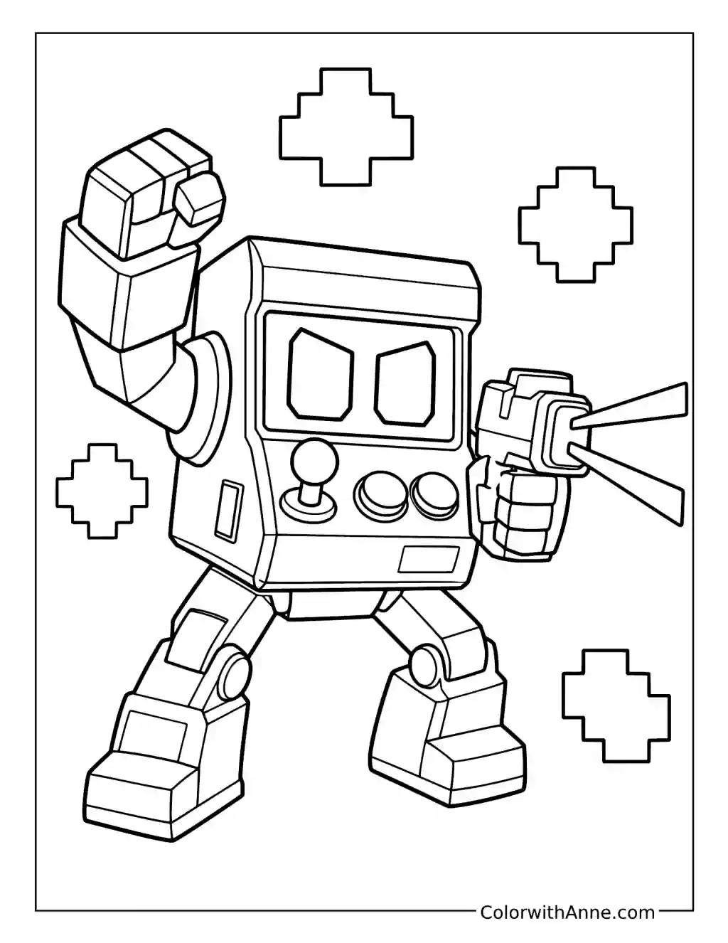8-Bit Firing His Blaster coloring page