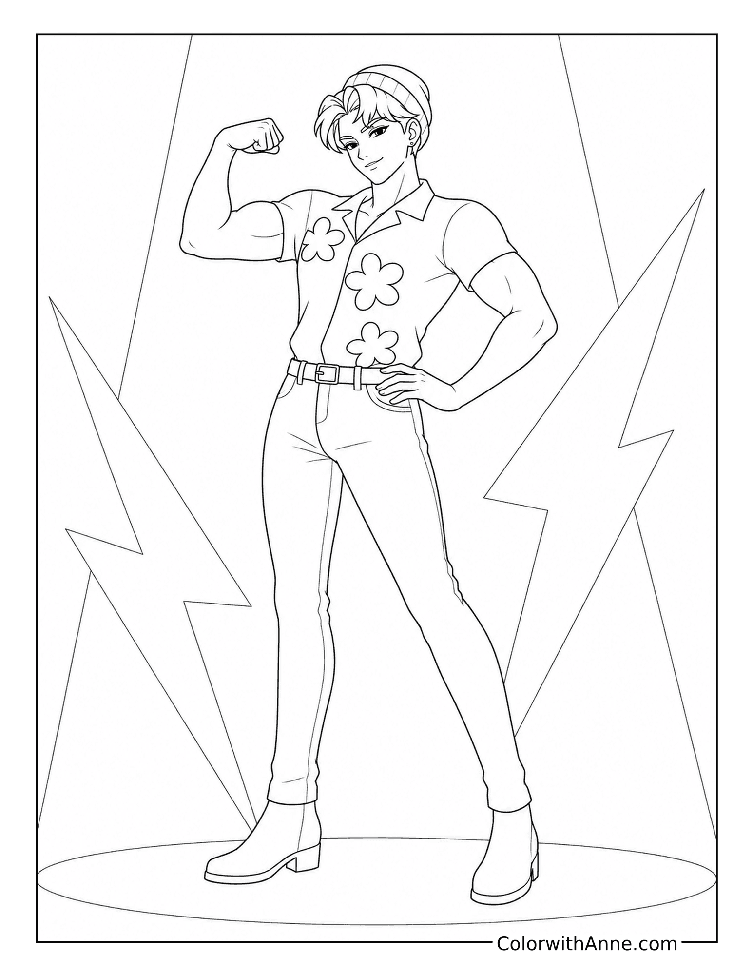 Abby Saja’s Strong Flexing Pose Coloring Page
