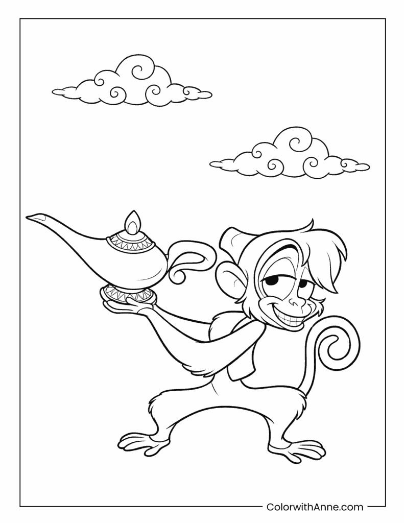 Abu Holding Magic Lamp Coloring Page