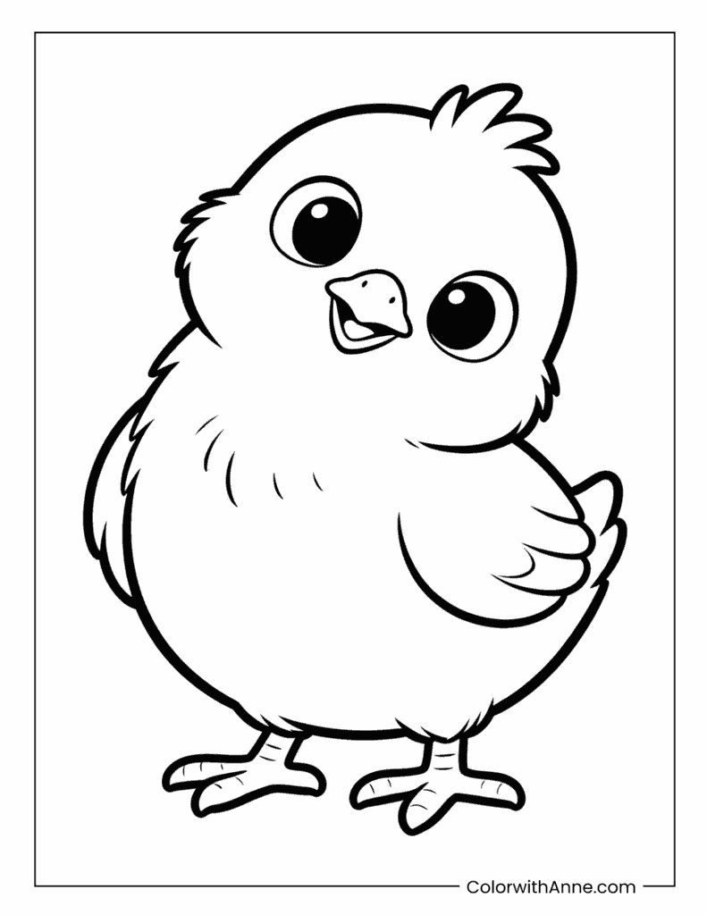 Adorable Fluffy Chick Coloring Page