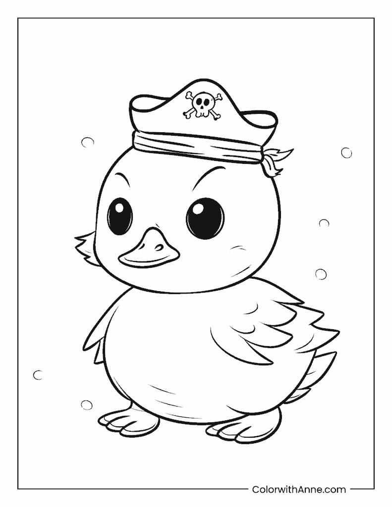 Adorable Pirate Duckling Adventure Coloring Page