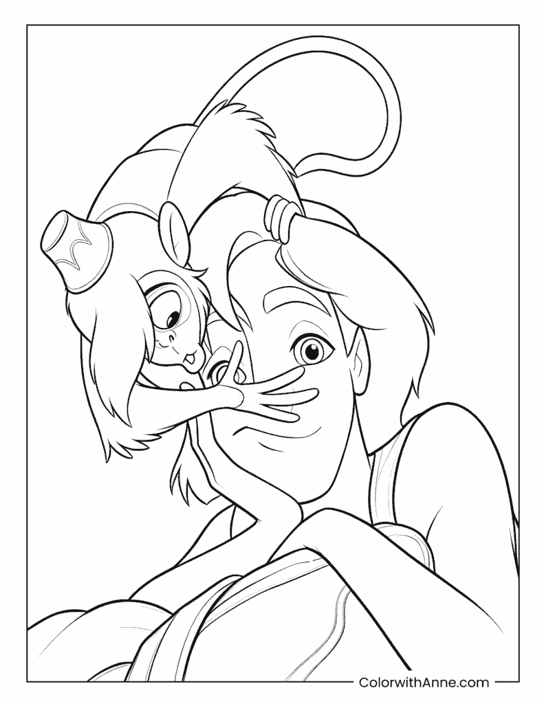 Aladdin And Abu Together Coloring Page