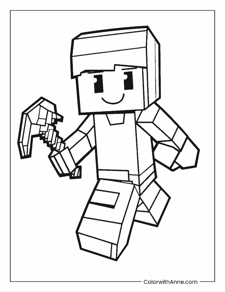 Alex with a Pickaxe in Hand Coloring Page