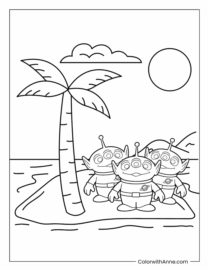 Aliens Island Adventure Toy Story Coloring Page