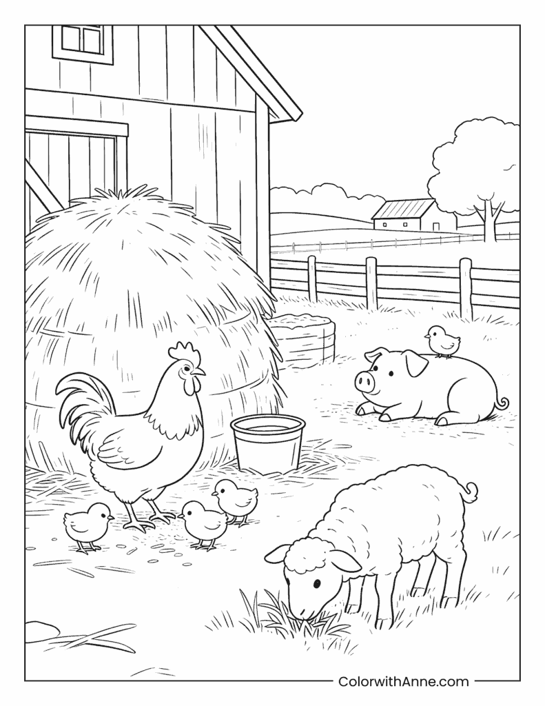 All My Farm Animal Friends Coloring Page