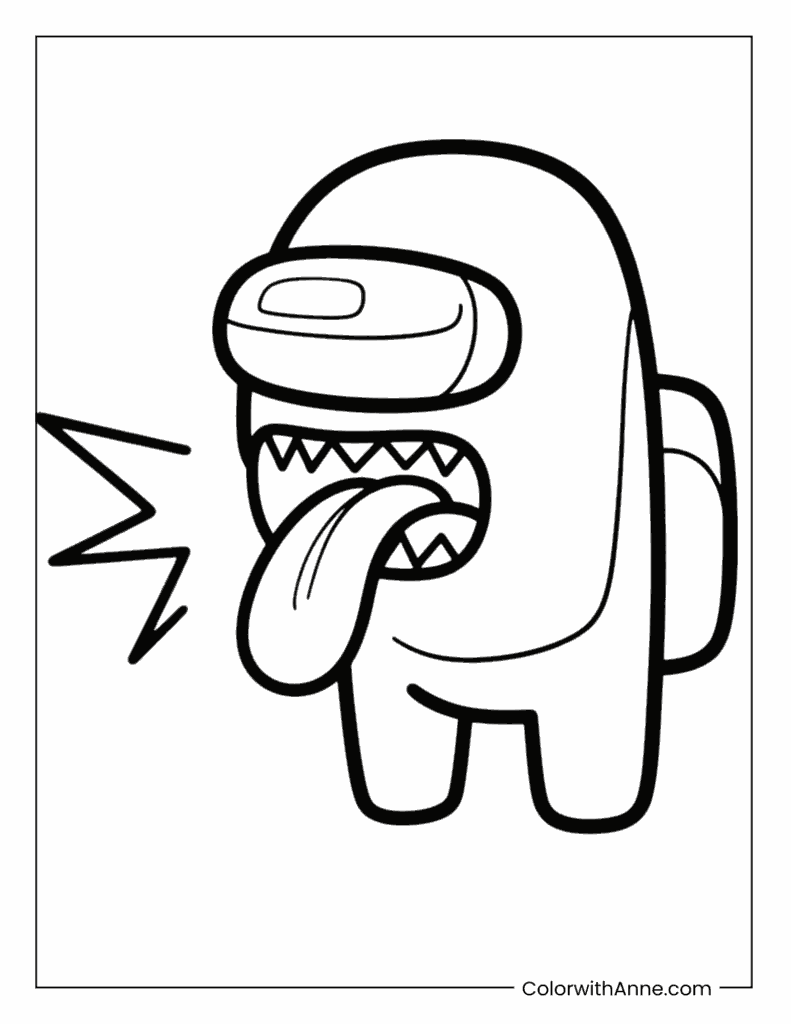 Among Us Impostor with Sharp Tongue Coloring Page