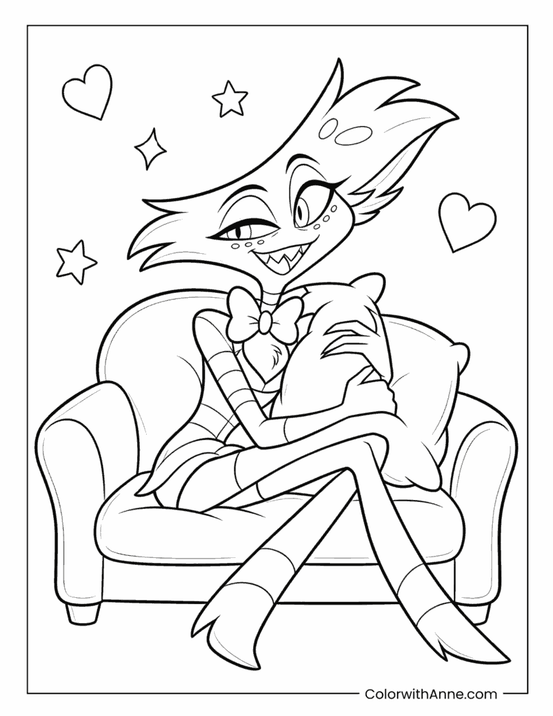 Angel Dust Relaxing in an Armchair Coloring Page