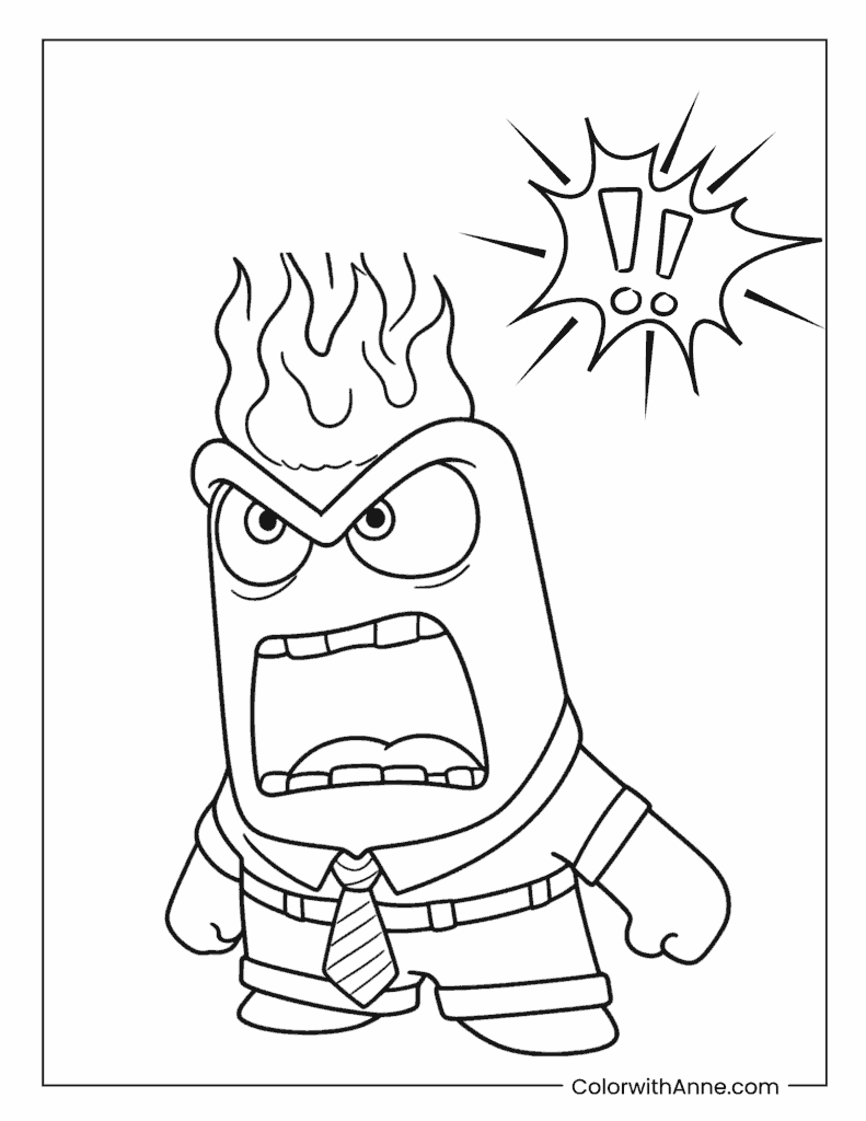 Anger Explosive Outburst Inside Out Coloring Page