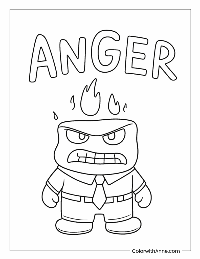 Anger Fired Up Mood Inside Out Coloring Page