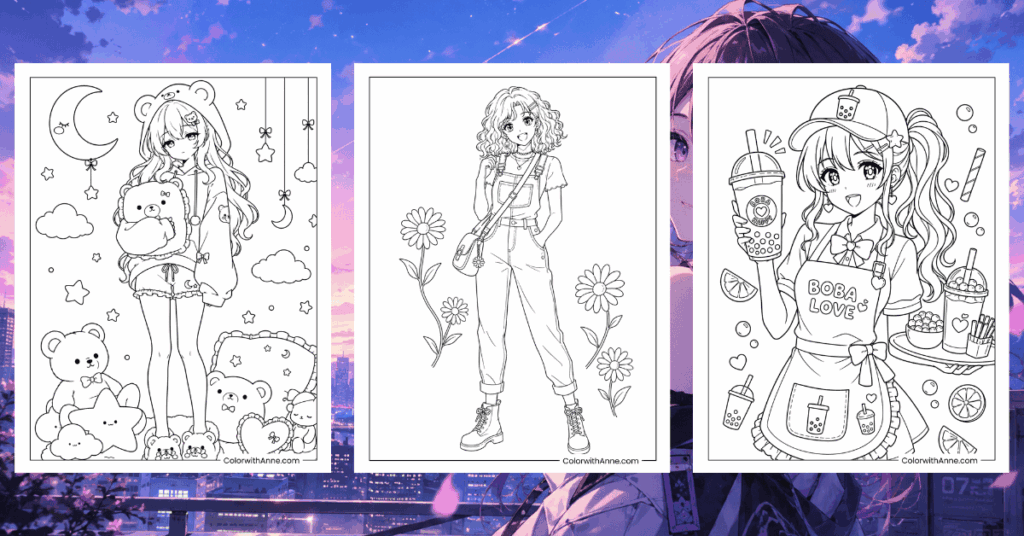 Anime Girl Coloring Pages Banner