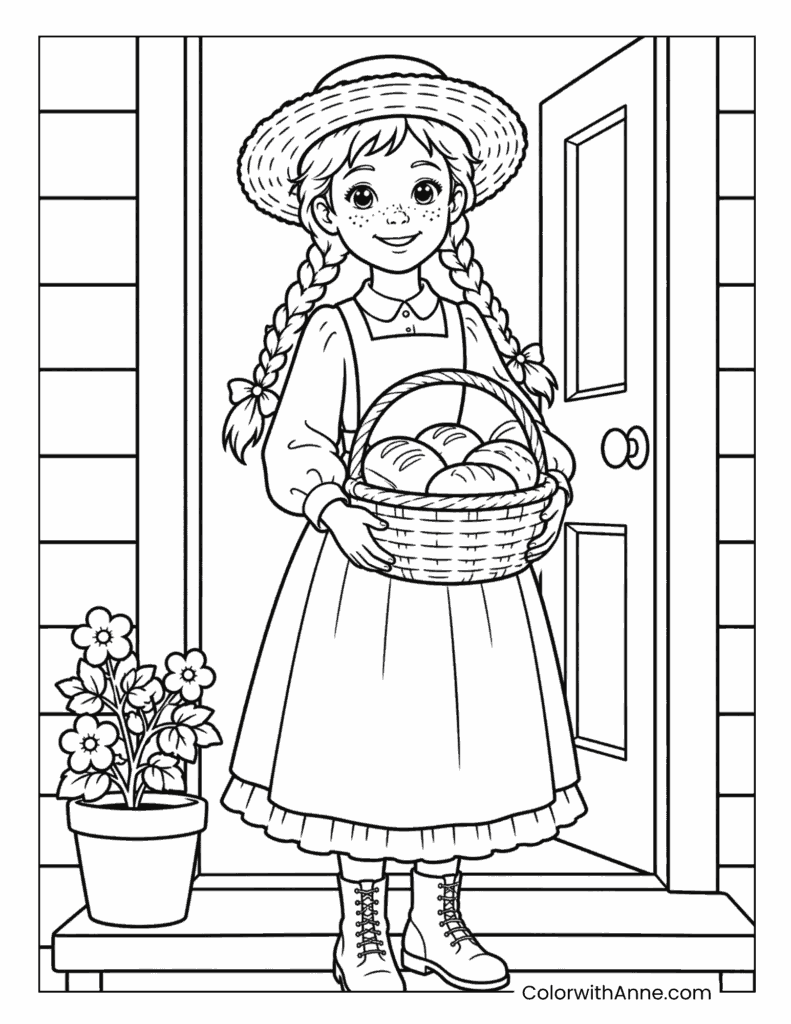 Anne Carrying Fresh Bread Basket Coloring Page
