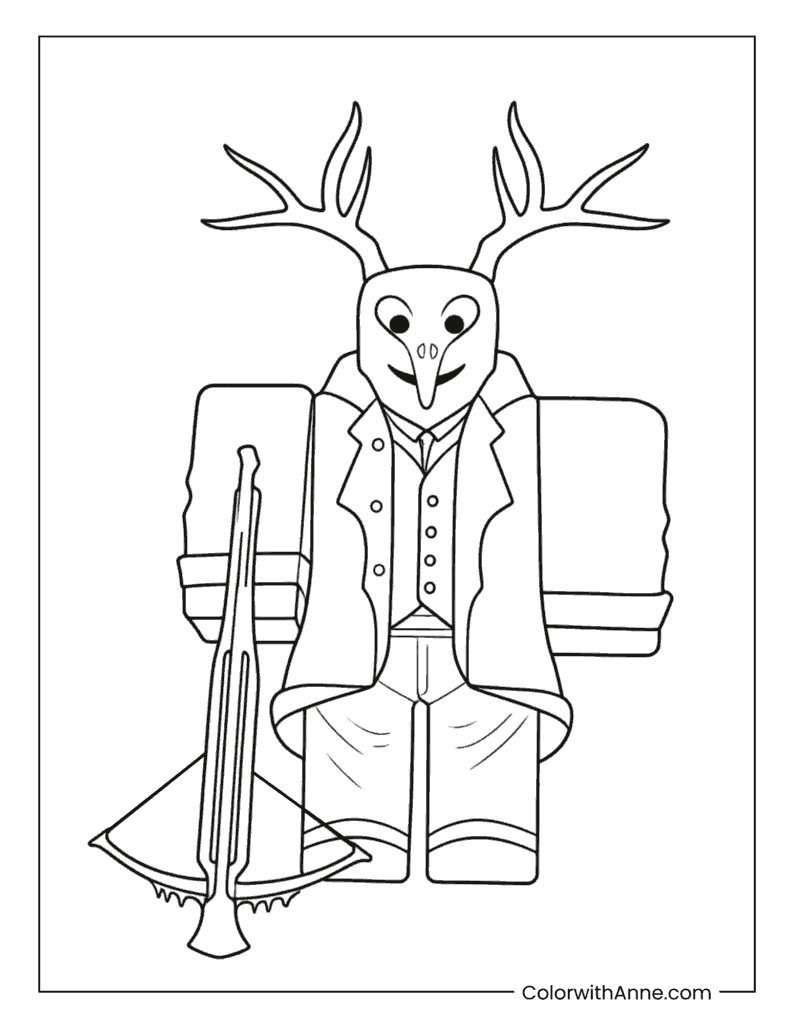 Antler Cultist With Crossbow Coloring Page