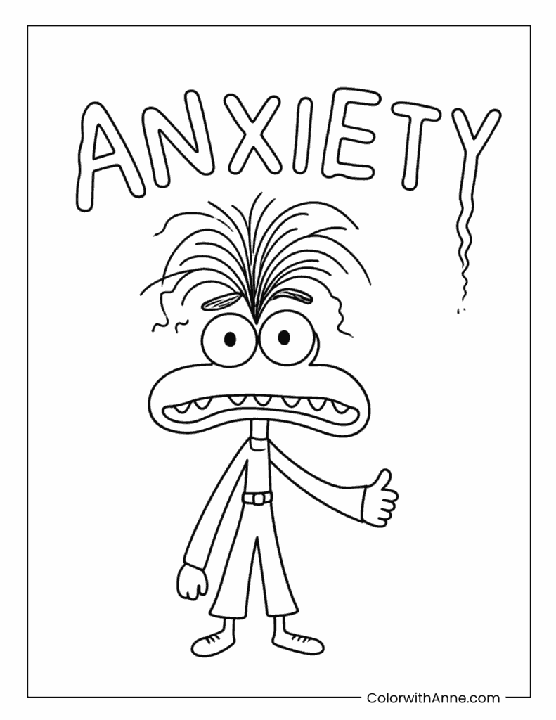 Anxiety Nervous Expression Inside Out Coloring Page