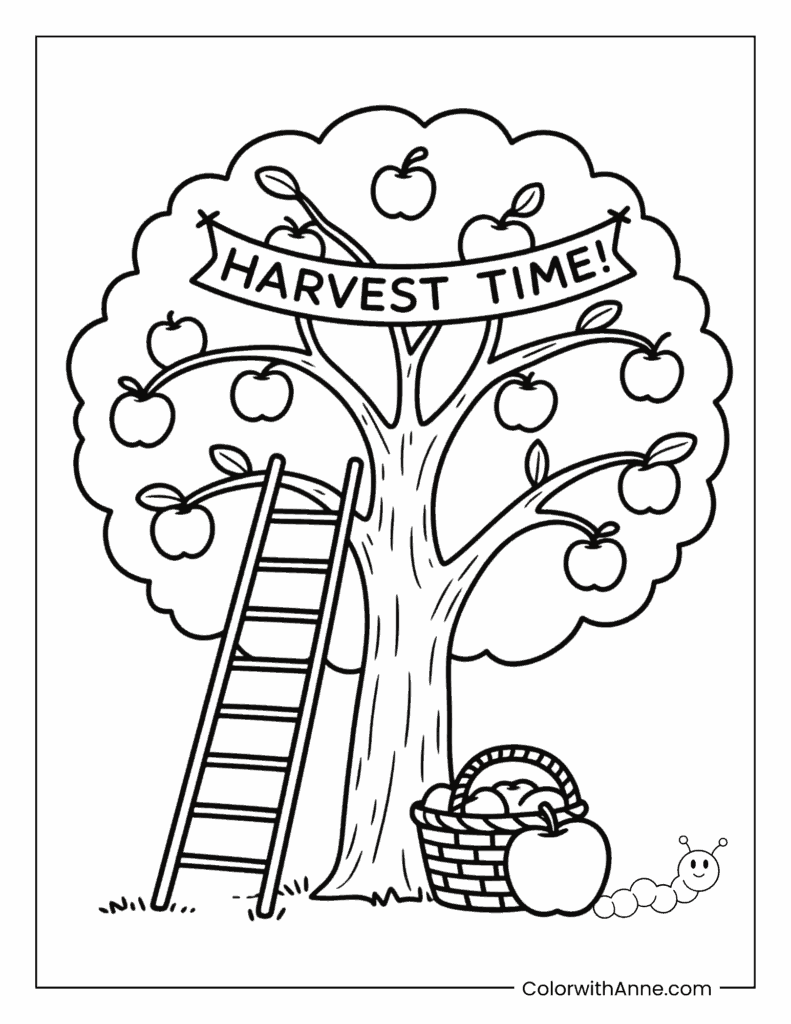 Apple Tree Harvest Coloring Page