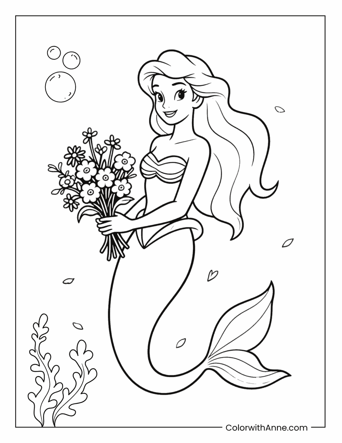 Ariel Coloring Pages (Free PDF Printables) - ColorwithAnne