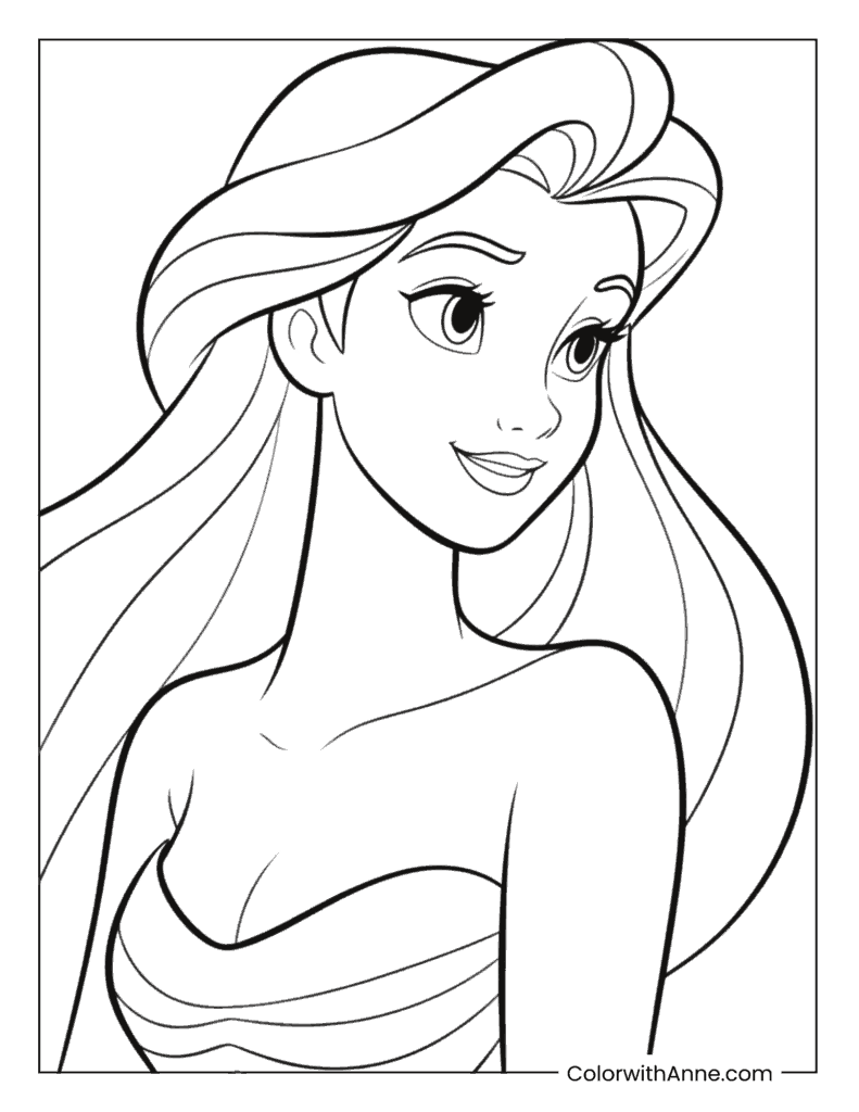 Ariel’s Joyful Smile Coloring Page