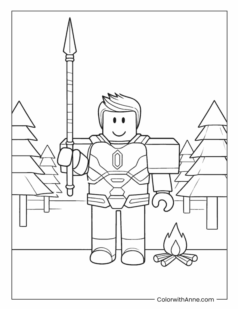 Armored Spear Player Character Coloring Page