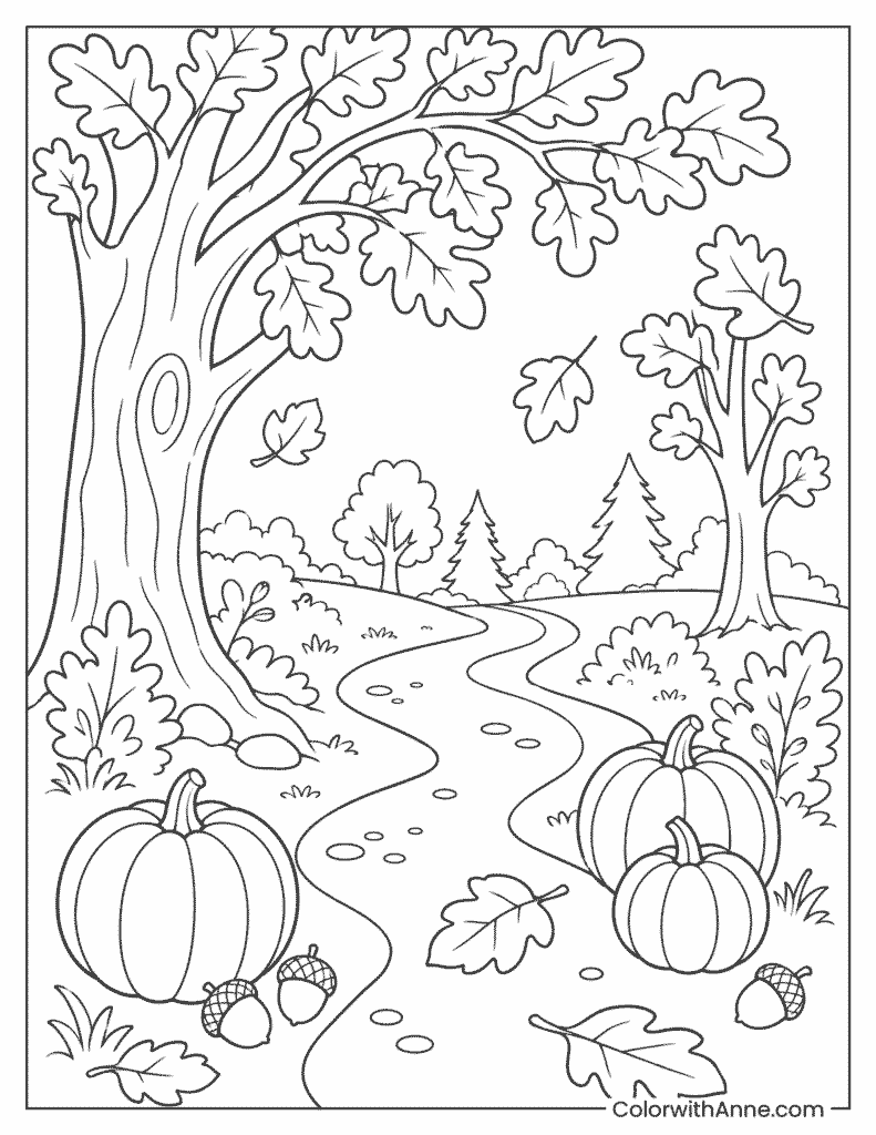 Autumn Forest Path Coloring Page