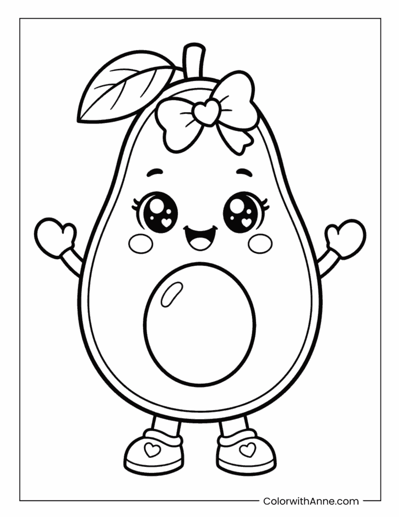 Avocado Dippy Shopkins Kawaii Fruit Coloring Page