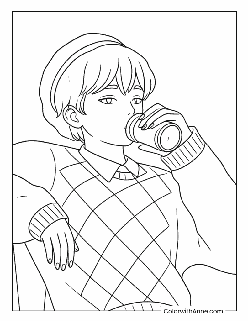 Baby Saja Drinking Water Coloring Page