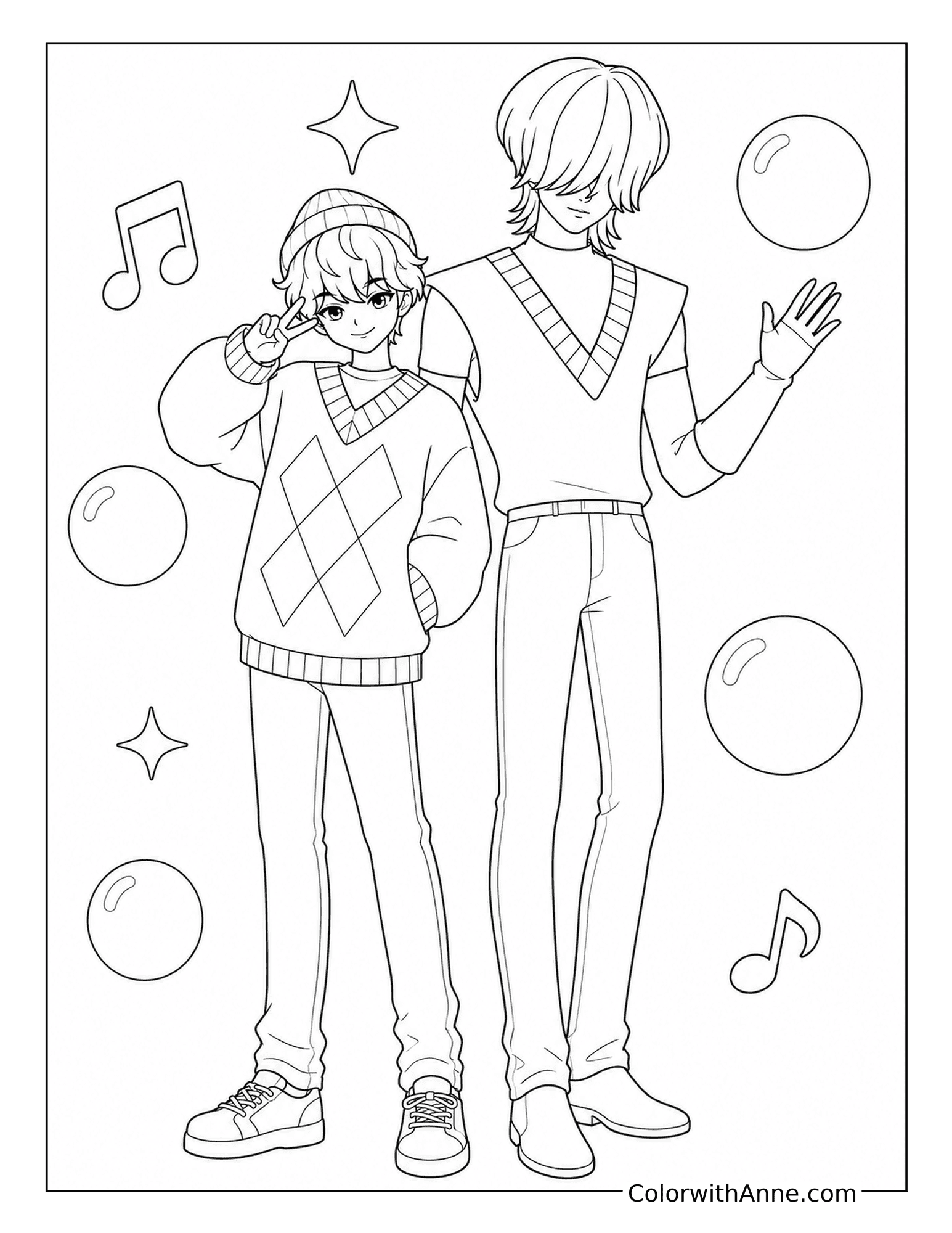 Baby Saja and Mystery Saja Duo Coloring Page