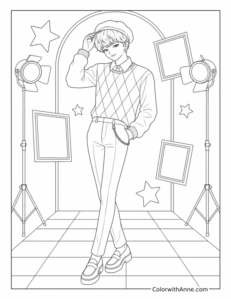 Baby Saja's Argyle Runway Portrait Coloring Page