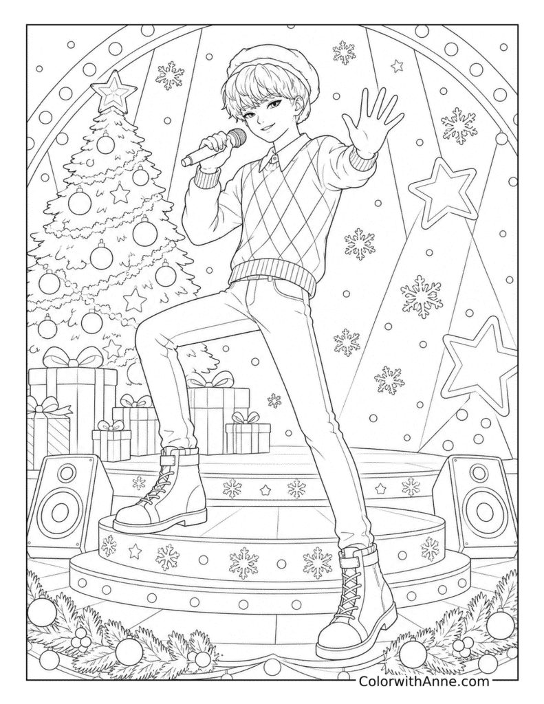 Baby Saja's Christmas Idol Stage Coloring Page