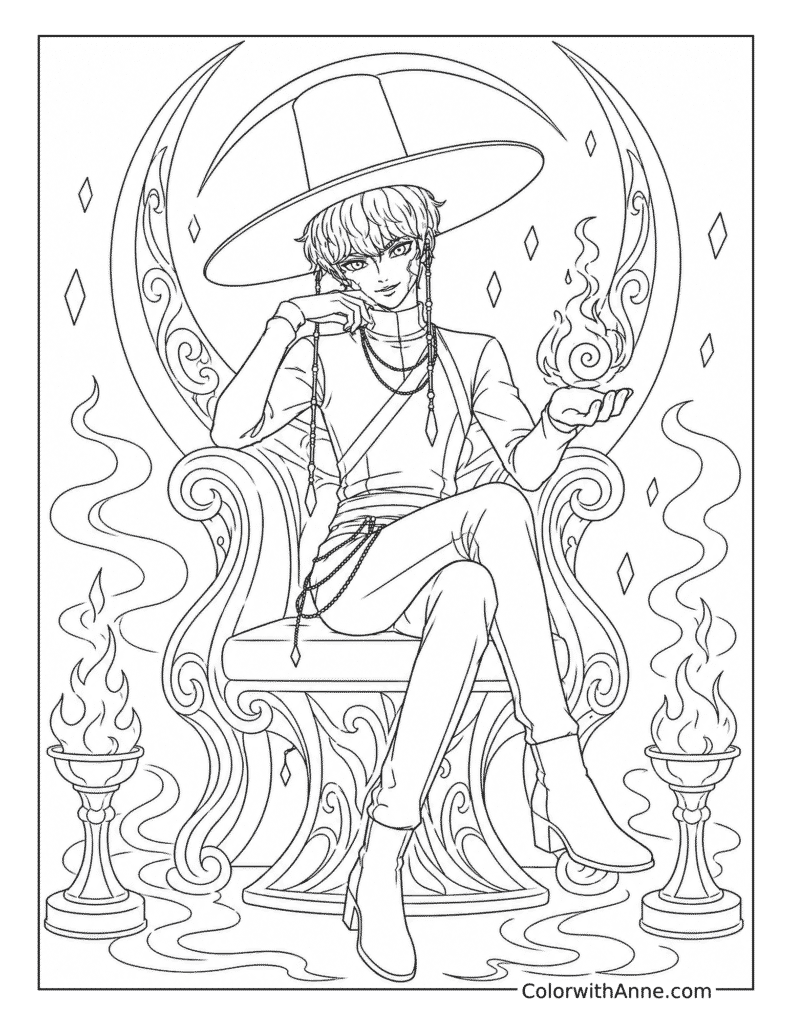 Baby Saja's Crescent Throne Coloring Page