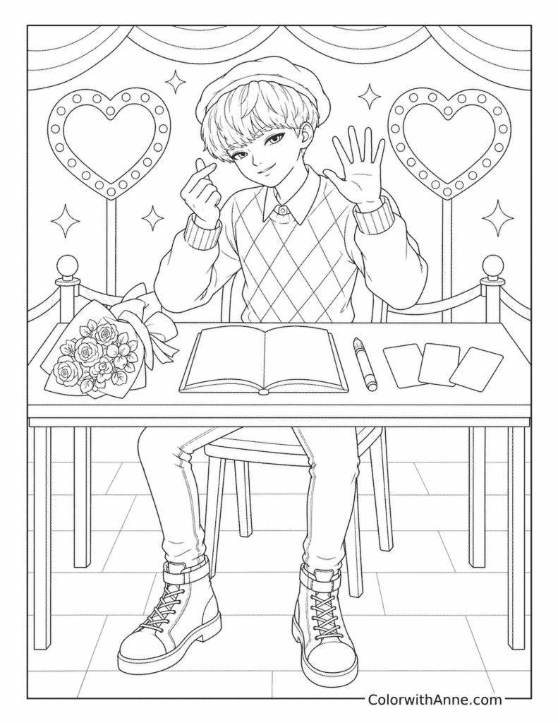 Baby Saja's Fan Meeting Heart Pose Coloring Page