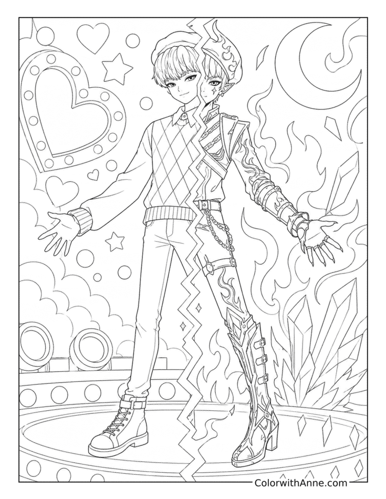 Baby Saja's Idol-to-Demon Transformation Coloring Page