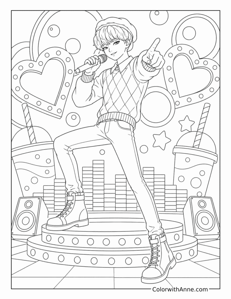 Baby Saja's Soda Pop Solo Rap Coloring Page
