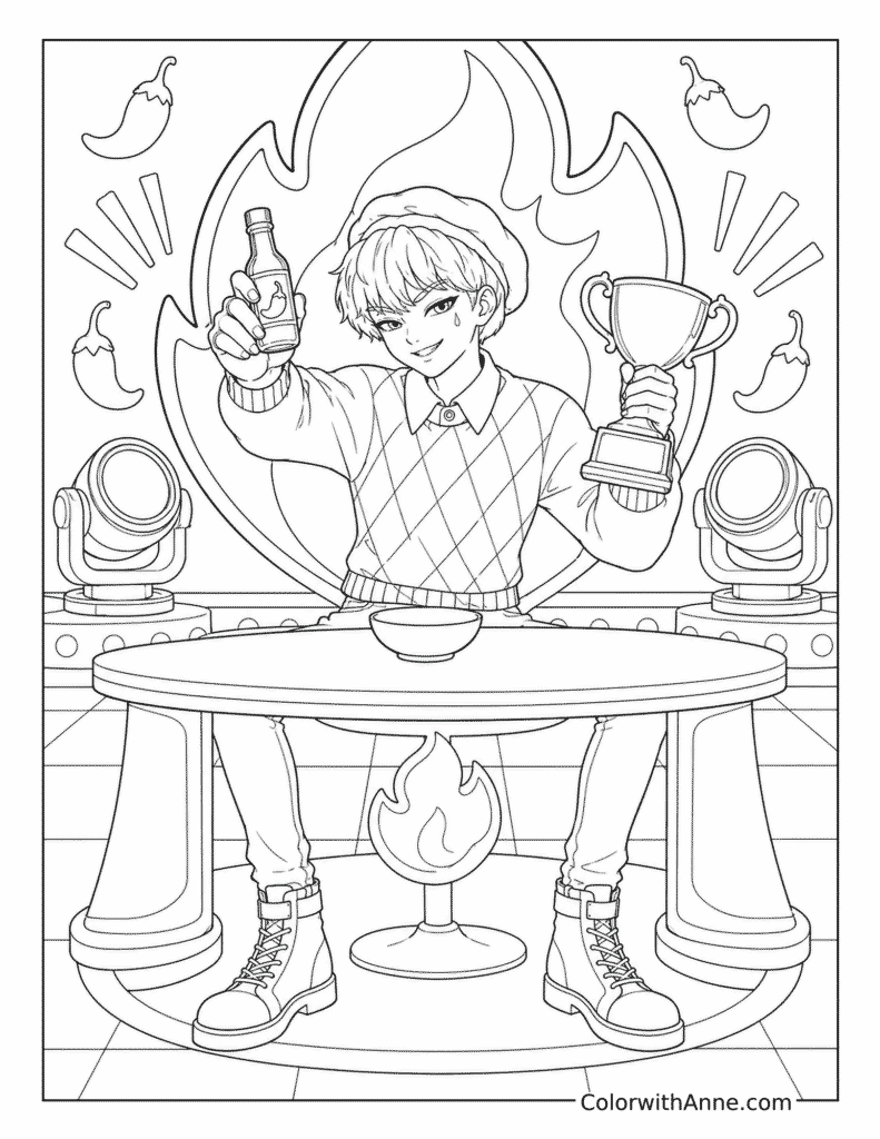 Baby Saja's Spicy Challenge Victory Coloring Page