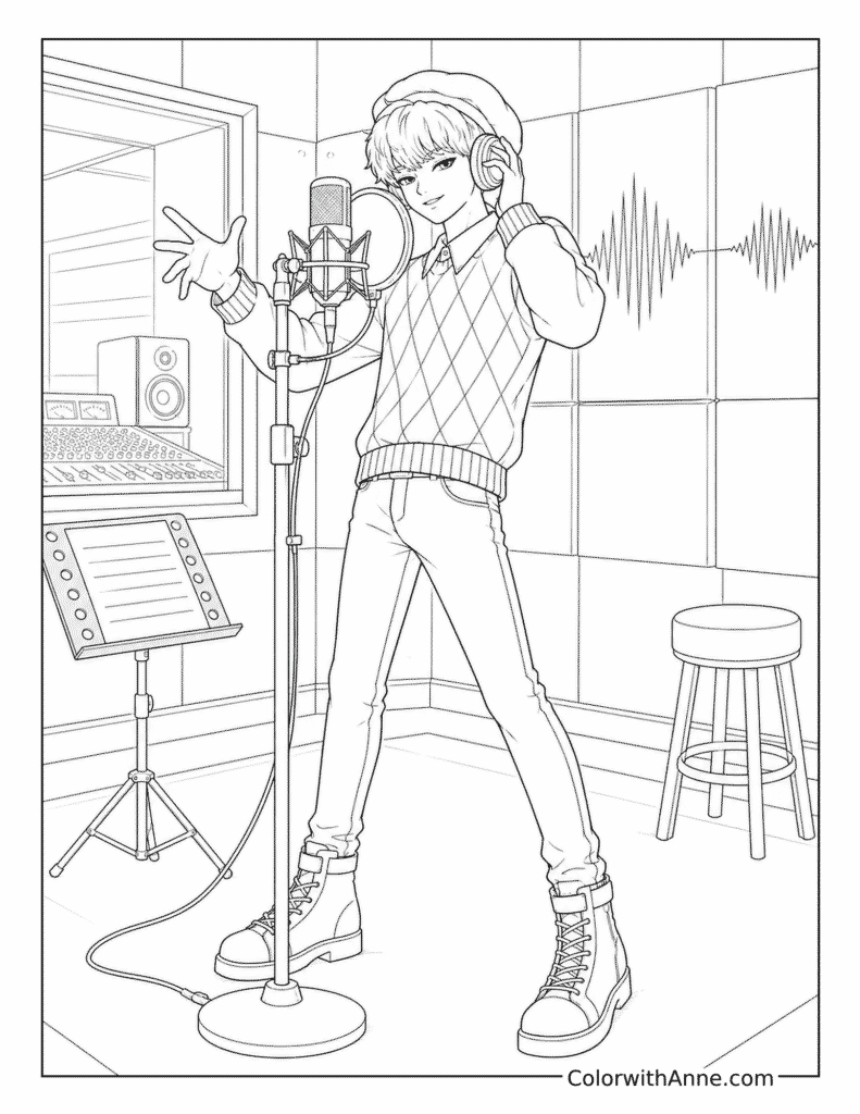 Baby Saja's Studio Rap Session Coloring Page