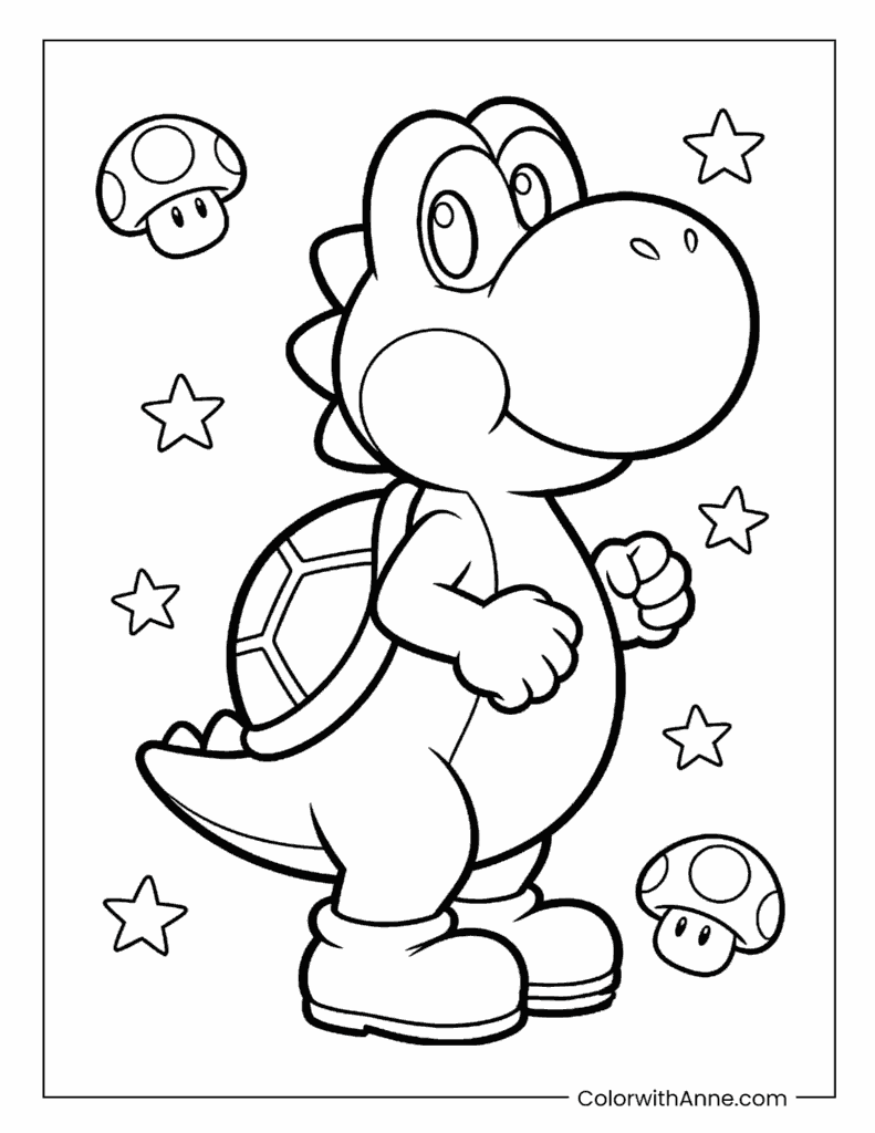 Baby Yoshi Cute Coloring Page