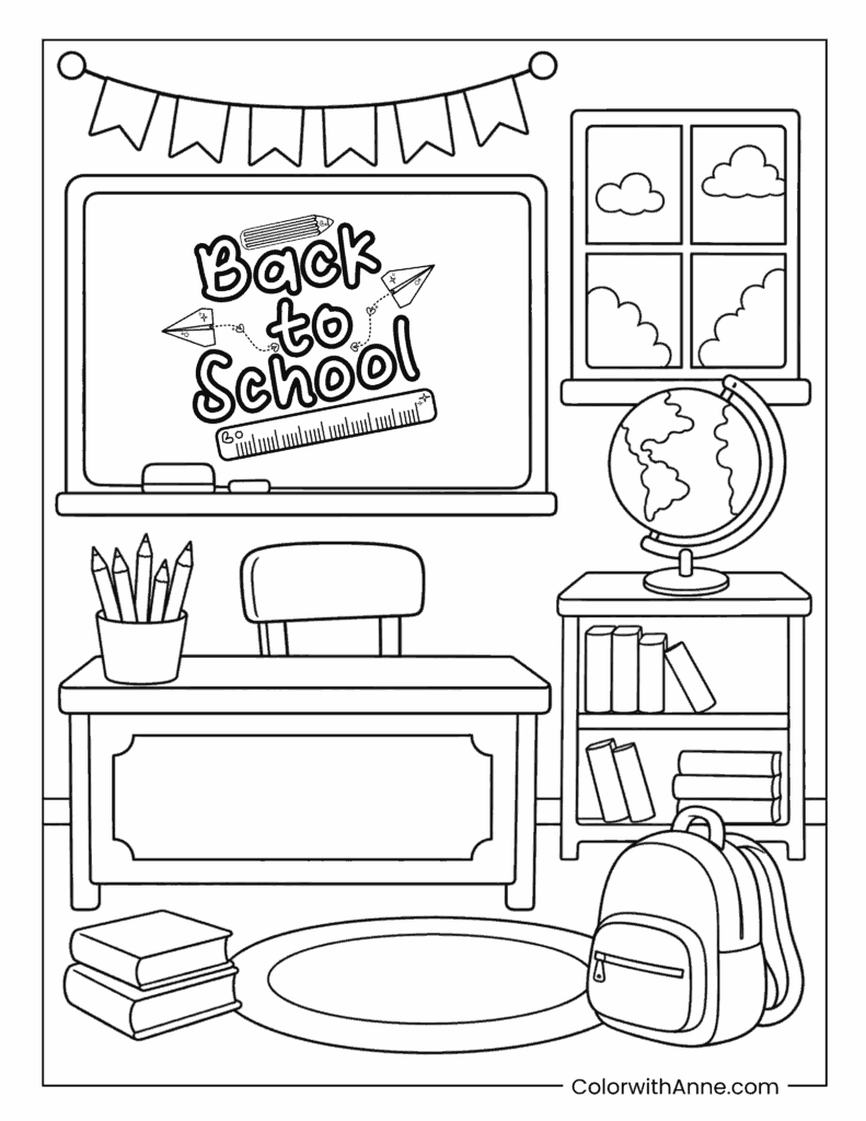 Back to School Classroom Coloring Page