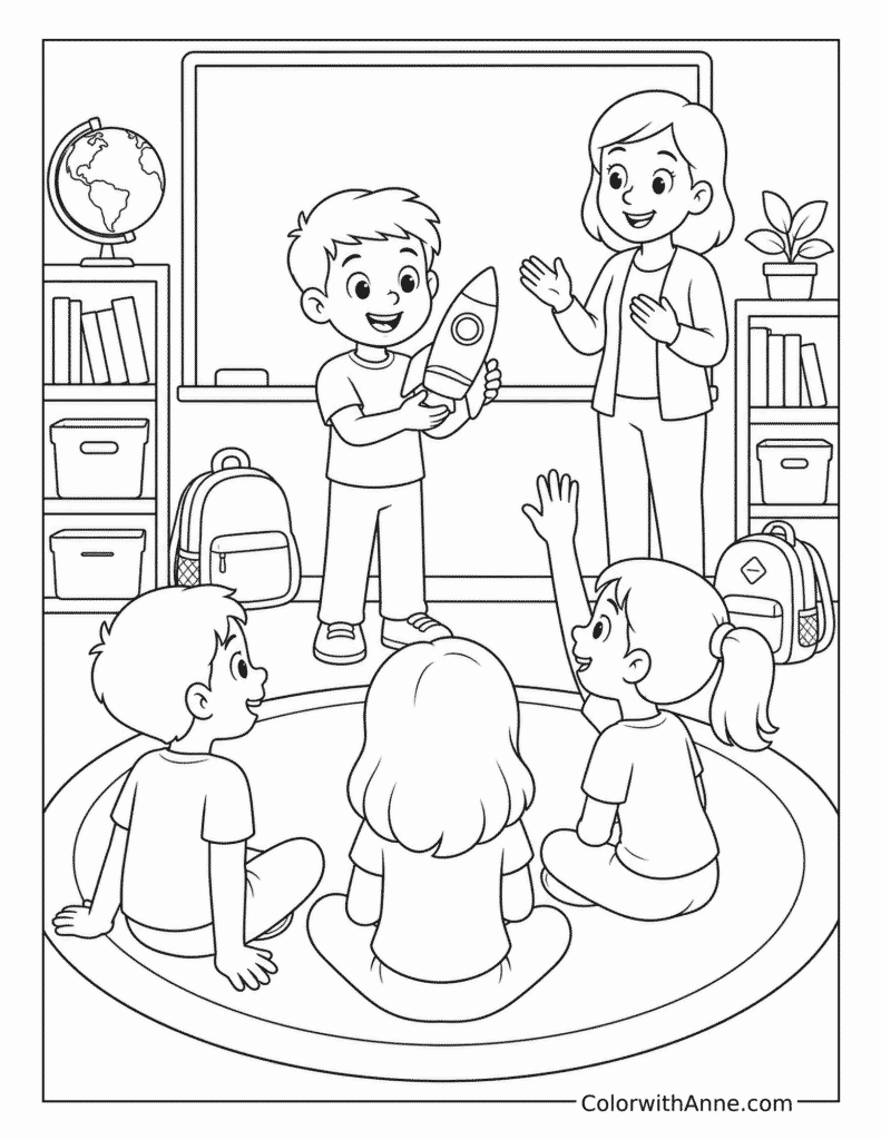 Back to School Show and Tell Coloring Page