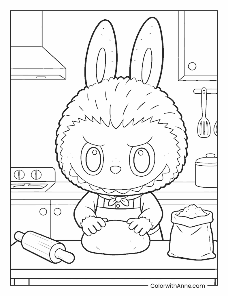 Baker Labubu Coloring Page