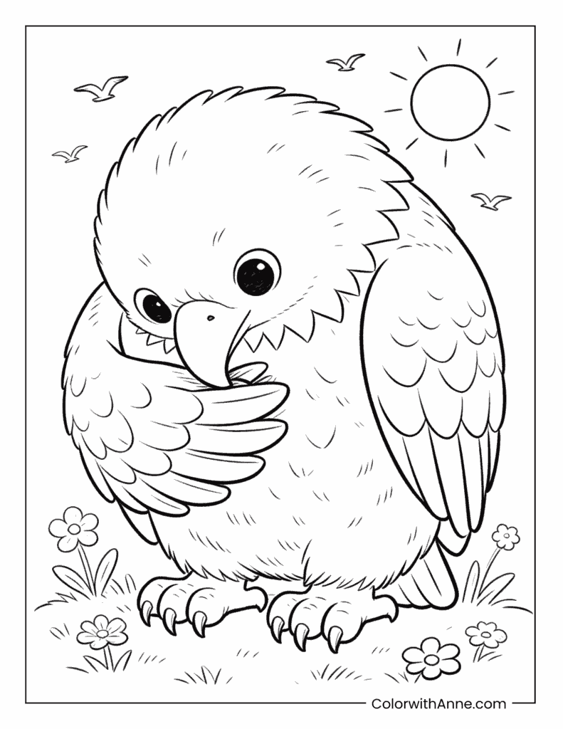 Bald Eagle in a Sunny Meadow Coloring Page