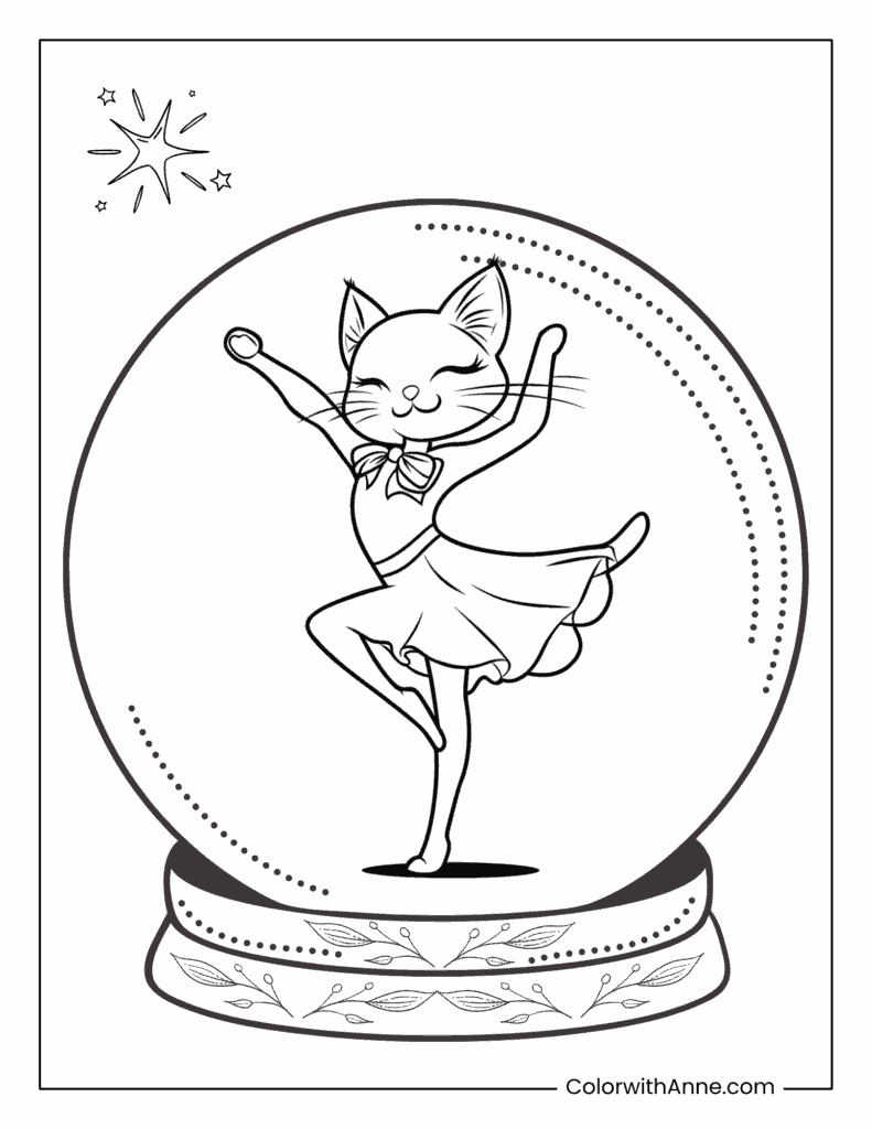 Ballet Dancing Cat Coloring Page