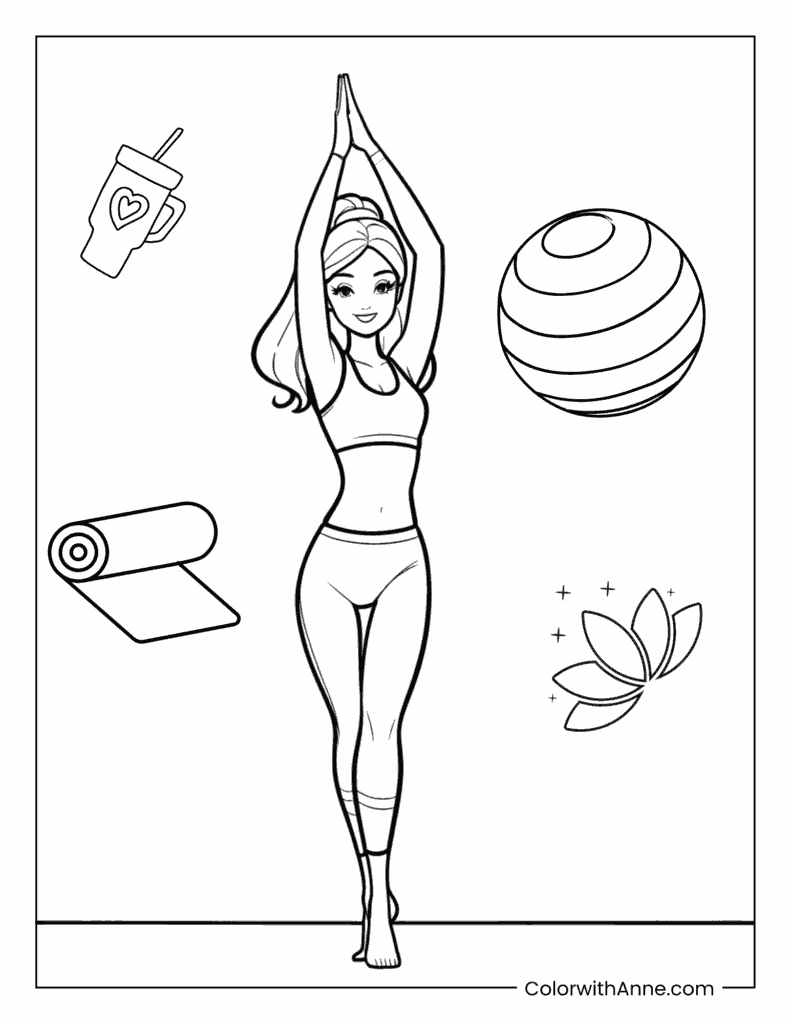 Barbie Doing Yoga Coloring Page