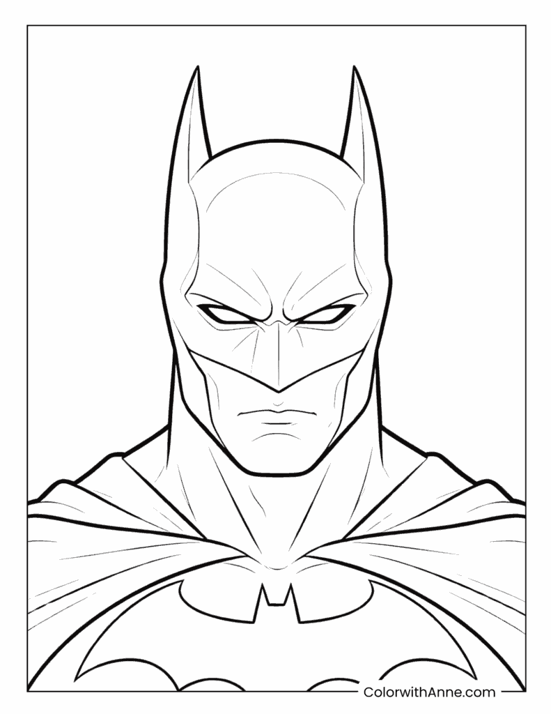Batman Close-Up Portrait Coloring Page