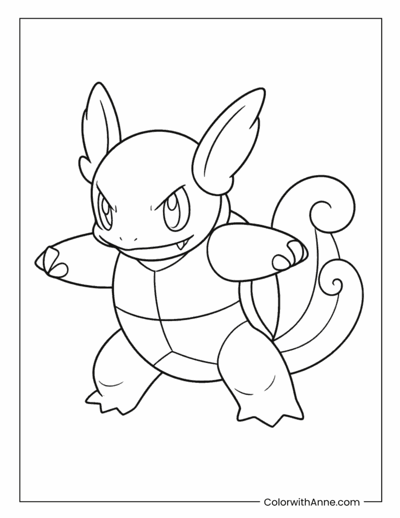 Battle Ready Wartortle Pokemon Coloring Page