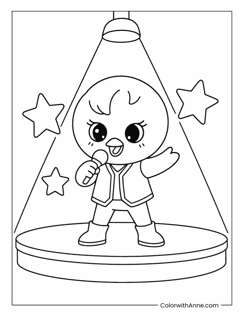BbokAri Singing Under Spotlight Coloring Page