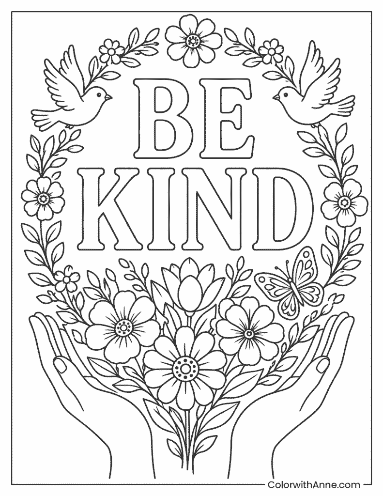Be Kind Coloring Page