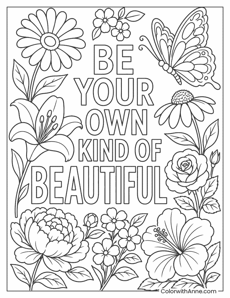 Be Your Own Kind of Beautiful Coloring Page
