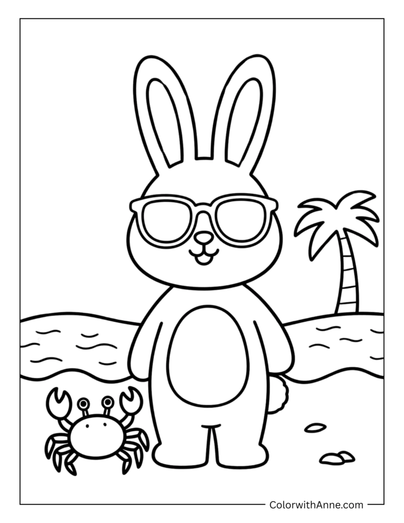 Beach Bunny Coloring Page