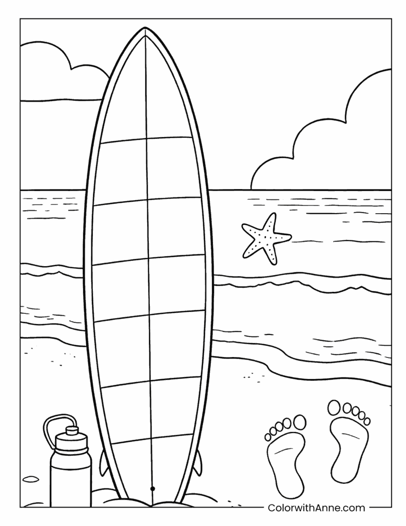 Beach Items Coloring Page